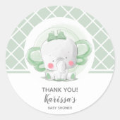 Green Elephant Unisex Baby shower Ronde Sticker (Voorkant)