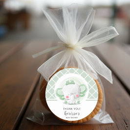 Green Elephant Unisex Baby shower Ronde Sticker