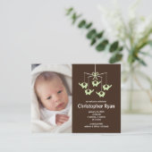 Green Elephants Baby Boy Birth Annoucement Kaart (Staand voorkant)