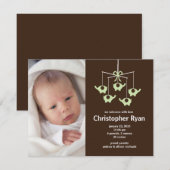 Green Elephants Baby Boy Birth Annoucement Kaart (Voorkant / Achterkant)