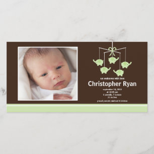 Green Elephants Baby Boy Geboorteaankondiging Aankondiging