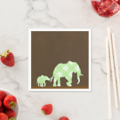 Green Elephants Brown Trendy Modern Baby shower Servetten (Insitu)