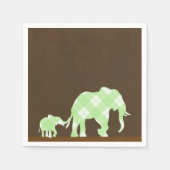 Green Elephants Brown Trendy Modern Baby shower Servetten (Voorkant)