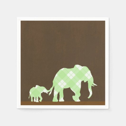 Green Elephants Brown Trendy Modern Baby shower Servetten (Voorkant)
