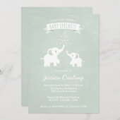 Green Elephants Modern Baby Sprinkle Invitations Kaart (Voorkant / Achterkant)
