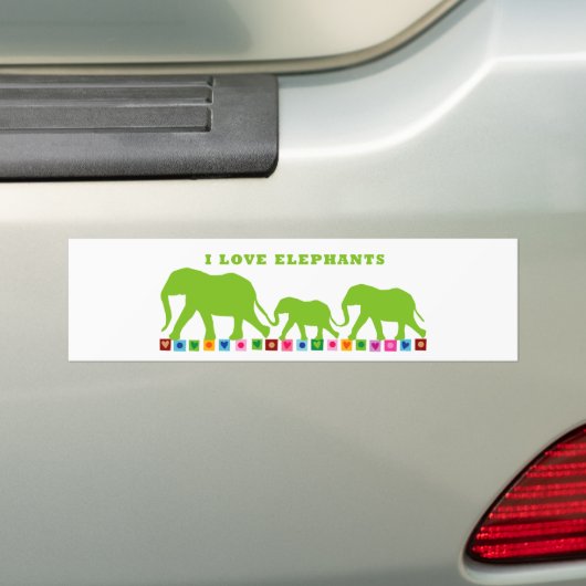 Green Elephants Walking Bumpersticker (Op auto)