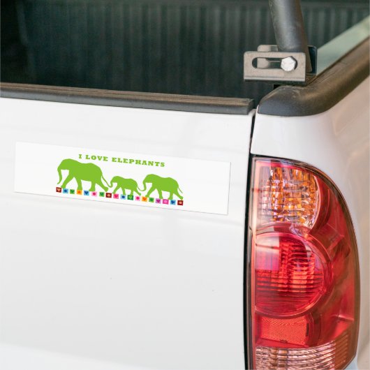 Green Elephants Walking Bumpersticker (Op Truck)