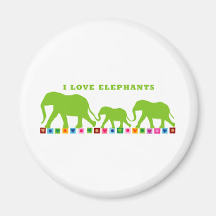 Green Elephants Walking Magneet