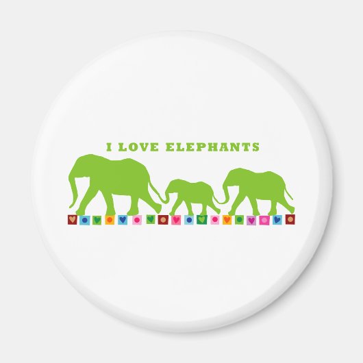 Green Elephants Walking Magneet (Voorkant)