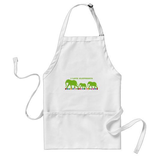 Green Elephants Walking Standaard Schort (Voorkant)