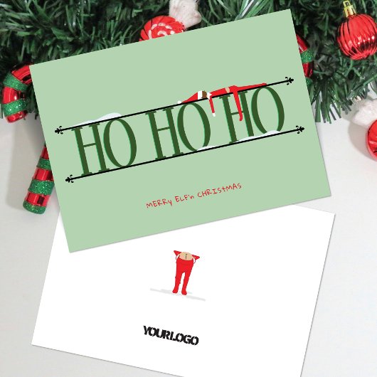 Green Elf Shenanigans Corporate Christmas Kaart