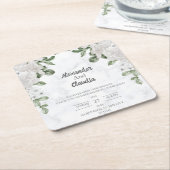 Green Elgant Flower Wedding Kartonnen Onderzetters (Schuin)
