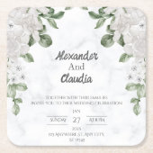 Green Elgant Flower Wedding Kartonnen Onderzetters (Voorkant)