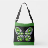 Green Emerald and Diamond Butterfly Rhinestone Crossbody Tas (Voorkant)