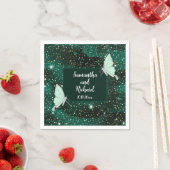 Green Emerald Black Glitter Wedding Servet (Insitu)