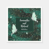 Green Emerald Black Glitter Wedding Servet (Voorkant)