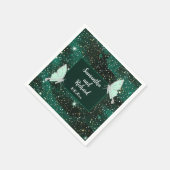 Green Emerald Black Glitter Wedding Servet (Hoek)