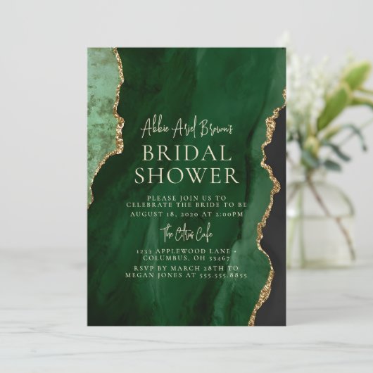 Green Emerald Bridal Shower - uitnodiging (Staand voorkant)