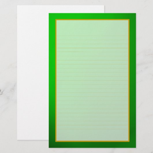Green Emerald Fine Lined Stationery Briefpapier (Voorkant / Achterkant)