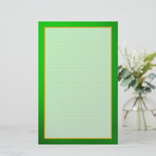 Green Emerald Fine Lined Stationery Briefpapier (Staand voorkant)