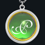 Green Emerald Gem Monogram Zilver Vergulden Ketting<br><div class="desc">Elegant en uniek ontwerp met edelsteen. Zeer nauwkeurige modellering en rendering van verpleegkundigen in 3D Studio Max door Bulgan Lumini.Part uit de serie Hyper Talismans.</div>