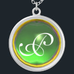 Green Emerald Gem Monogram Zilver Vergulden Ketting<br><div class="desc">Elegant en uniek ontwerp met edelsteen. Zeer nauwkeurige modellering en rendering van verpleegkundigen in 3D Studio Max door Bulgan Lumini.Part uit de serie Hyper Talismans.</div>
