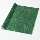 Green Emerald Glitter Sparkle Glam Elegant Cadeaupapier (Uitgerold)