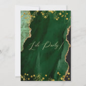 Green Emerald Gold Birthday Party Invitation Kaart (Achterkant)