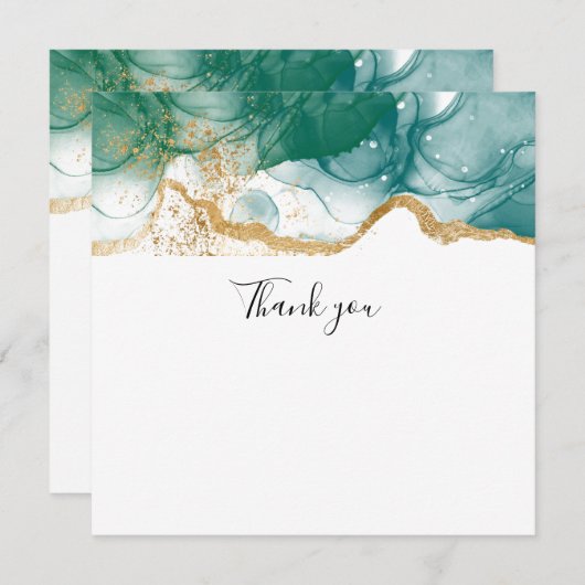 Green Emerald Gold Border Modern Trendy Hartelijk  Notitiekaartje (Voorkant / Achterkant)