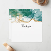 Green Emerald Gold Border Modern Trendy Hartelijk  Notitiekaartje (Voorkant / Achterkant in situ)