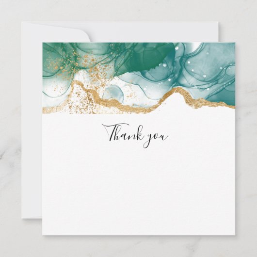 Green Emerald Gold Border Modern Trendy Hartelijk  Notitiekaartje (Voorkant)