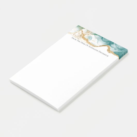 Green Emerald Gold Border Modern Trendy Waterverf Post-it® Notes (Schuin)
