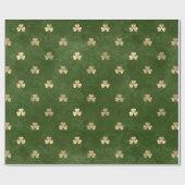Green Emerald Gold Metallic Shamrock Leaf Clover Cadeaupapier (Vlak)