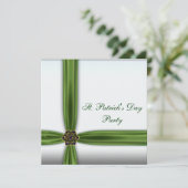 Green Emerald Ribbon St. Patricks Day Party Kaart (Staand voorkant)