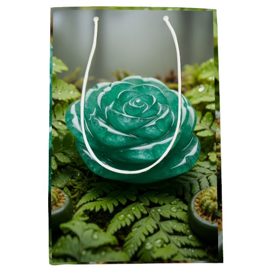 Green Emerald roos geschenktas Medium Cadeauzakje (Voorkant)
