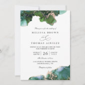 Green Emerald Tidepool Elegant QR Code Wedding Kaart (Voorkant)
