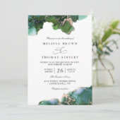 Green Emerald Tidepool Elegant QR Code Wedding Kaart (Staand voorkant)