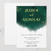 Green Emerald Waterverf huwelijksuitnodiging Kaart (Voorkant / Achterkant)