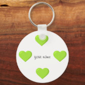 Green Emoji Hearts en '' Jouw naam here " Sleutelhanger (Voorkant)
