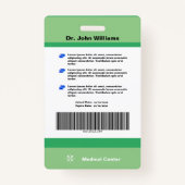 Green Employee photo Company Logo en barcode Badge (Achterkant)
