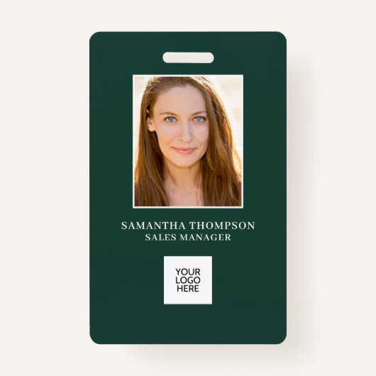 Green Employee Photo ID Company Logo Badge (Voorkant)