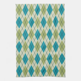 Green en Blue Argyle Theedoek