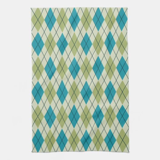 Green en Blue Argyle Theedoek (Verticaal)