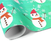 Green en Blue Snowman met sneeuwkerst Cadeaupapier (Rol Hoek)