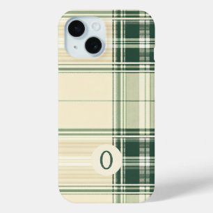  Green en Cream Plaid Telefoonhoes iPhone 15 Case