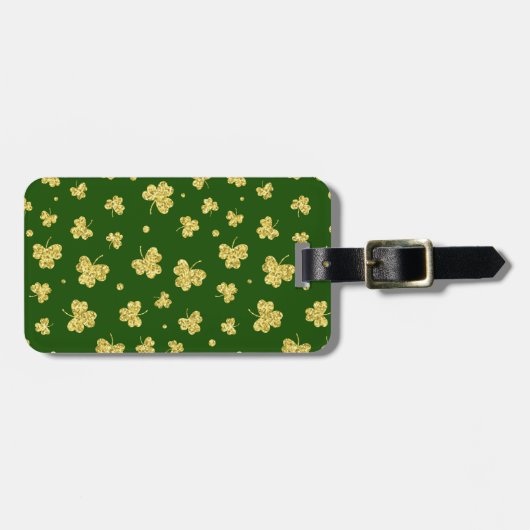  GREEN EN GOLD IRISH CELTIC SHAMROCKS BAGAGELABEL (Voorkant horizontaal)