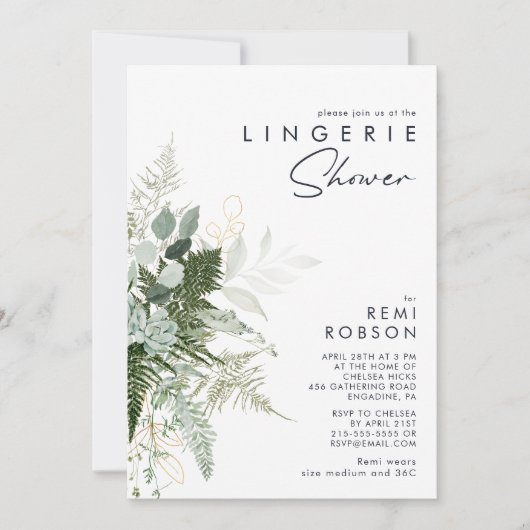 Green en Gold Leaf Lingerie Douche Kaart (Voorkant)