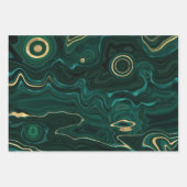 Green en Gold Malachite Gemstone Inpakpapier Vel (Voorkant 3)