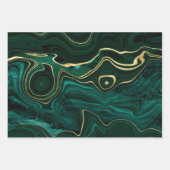 Green en Gold Malachite Gemstone Inpakpapier Vel (Voorkant 2)