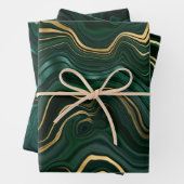 Green en Gold Malachite Gemstone Inpakpapier Vel (In situ)